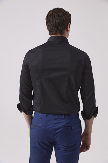 Ds Damat Slim Fit Siyah Düz Gömlek