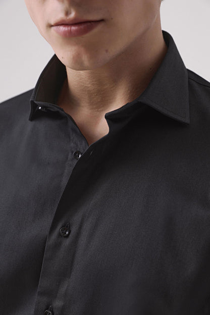 Ds Damat Slim Fit Siyah Düz Gömlek