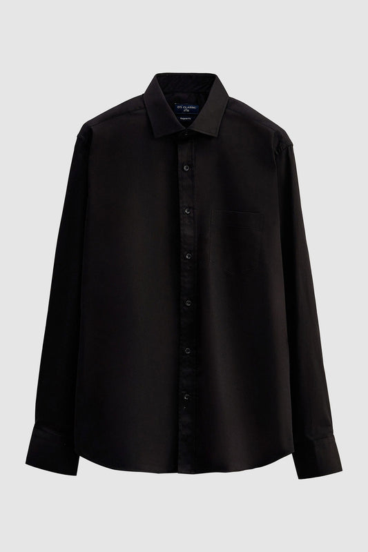 Ds Damat Regular Fit Siyah Düz Gömlek