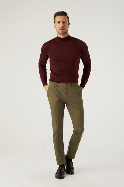 Twn Slim Fit Yeşil Armürlü Chino Pantolon