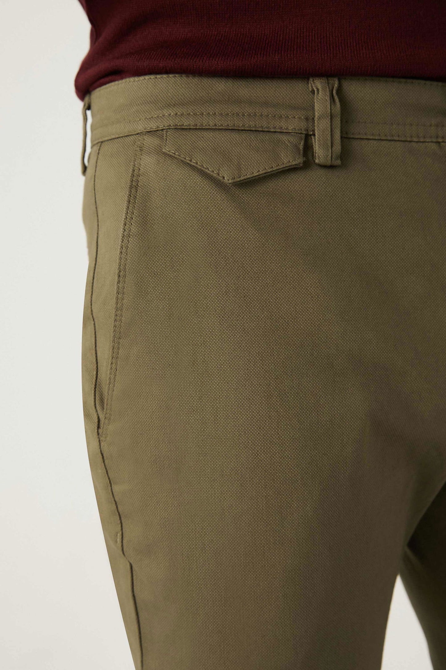 Twn Slim Fit Yeşil Armürlü Chino Pantolon