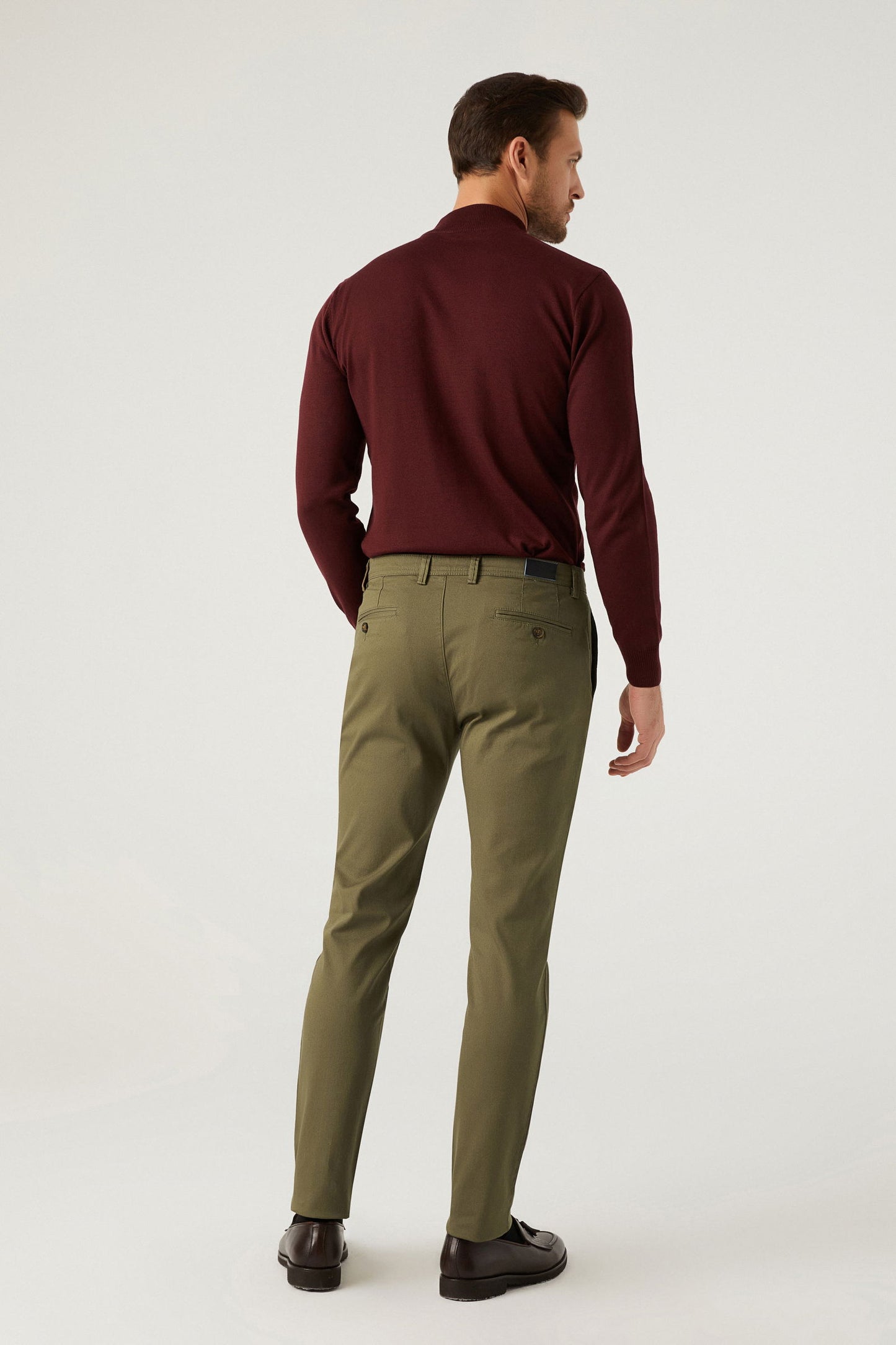 Twn Slim Fit Yeşil Armürlü Chino Pantolon