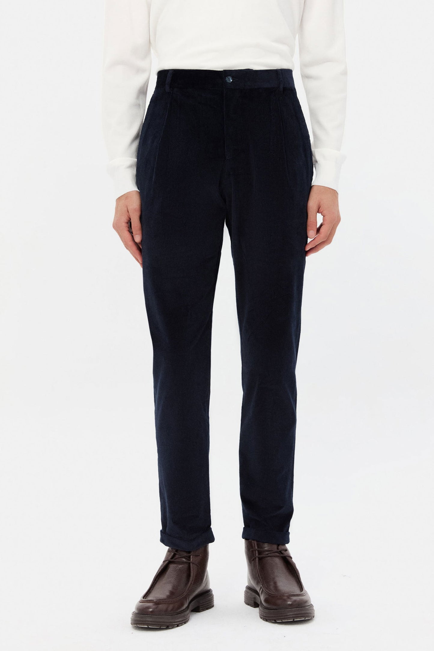 Ds Damat Relaxed Fit Lacivert Fitilli Kadife Kumaş Pantolon