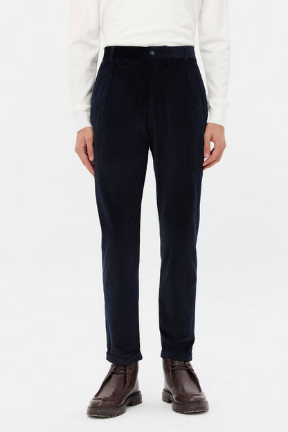 Ds Damat Relaxed Fit Lacivert Fitilli Kadife Kumaş Pantolon