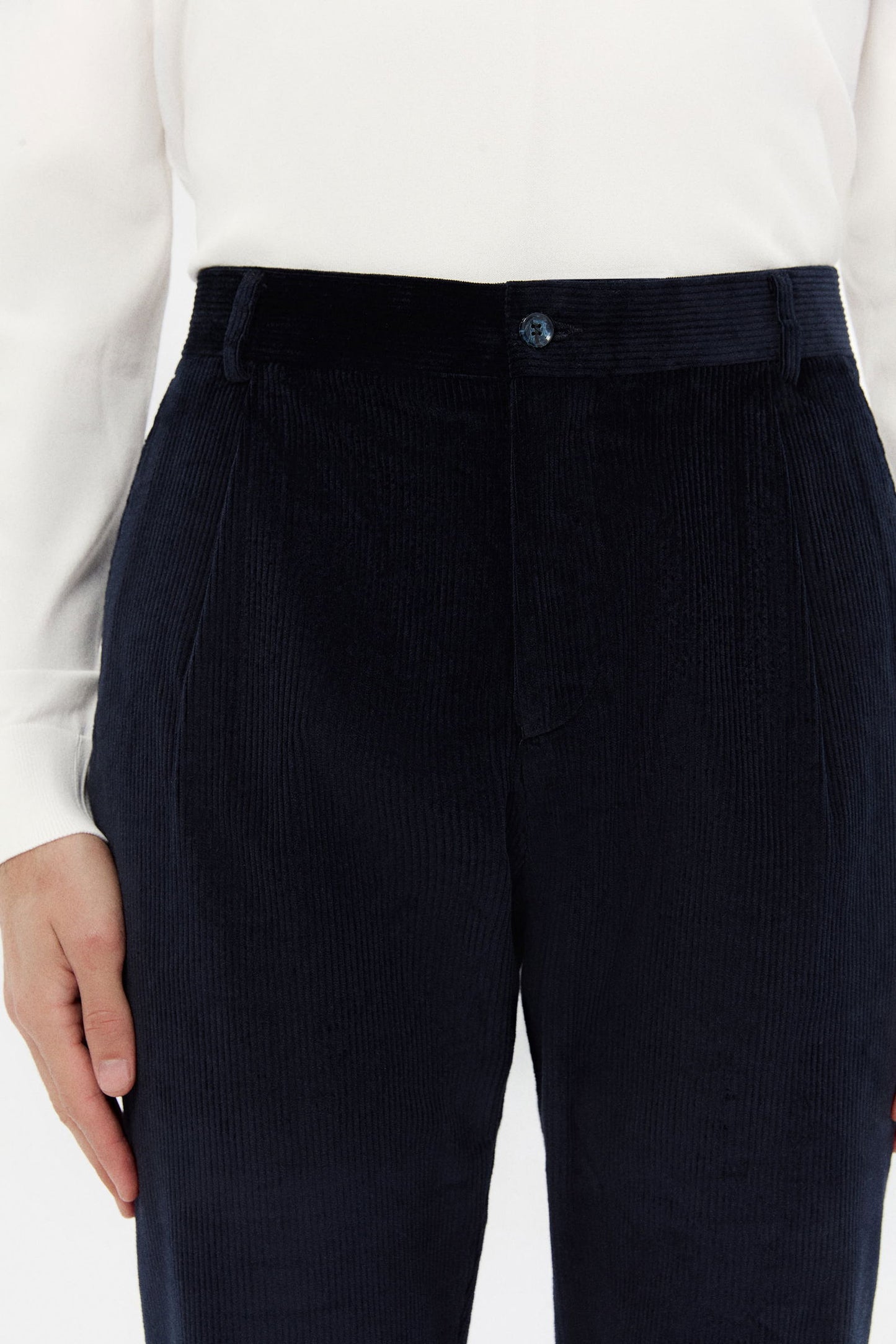 Ds Damat Relaxed Fit Lacivert Fitilli Kadife Kumaş Pantolon