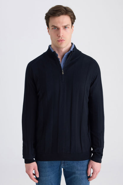 Ds Damat Regular Fit Lacivert Düz Örgü Kazak