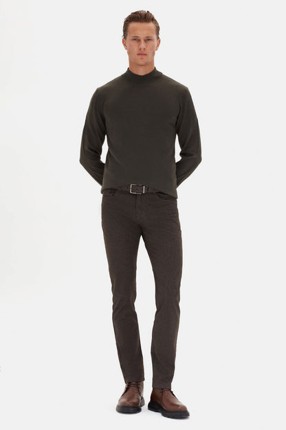 Ds Damat Regular Fit Haki Düz Örgü Kazak