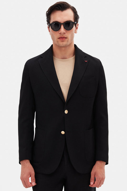 Ds Damat Regular Fit Siyah Armürlü Kumaş Ceket
