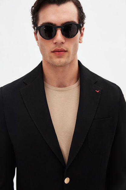 Ds Damat Regular Fit Siyah Armürlü Kumaş Ceket