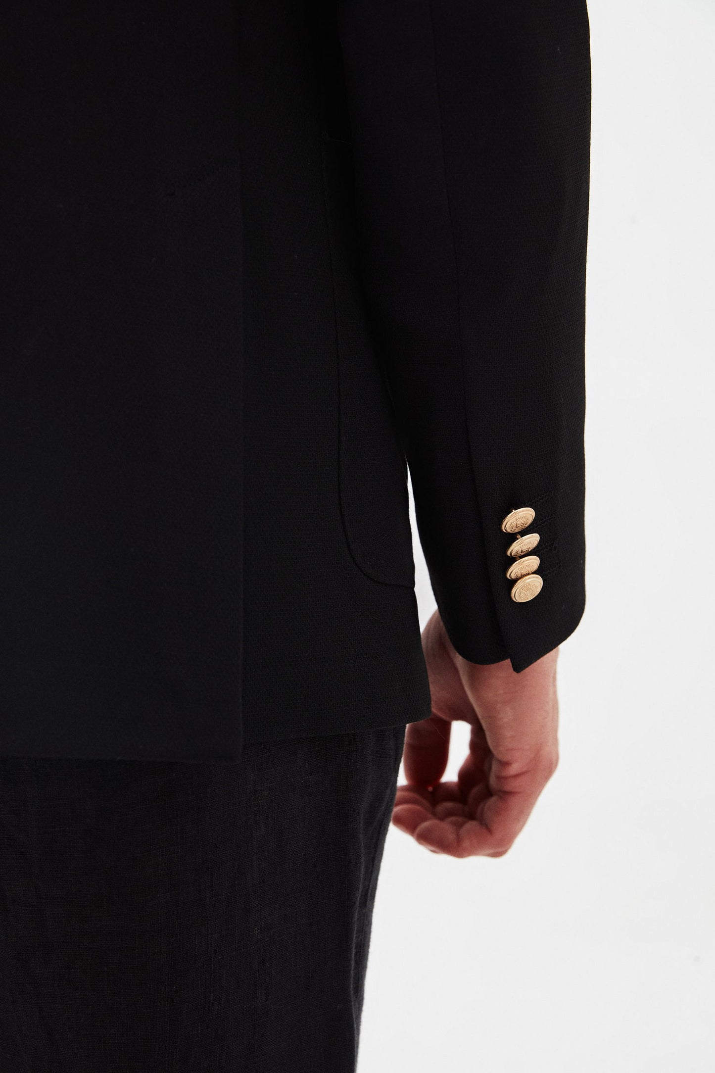 Ds Damat Regular Fit Siyah Armürlü Kumaş Ceket