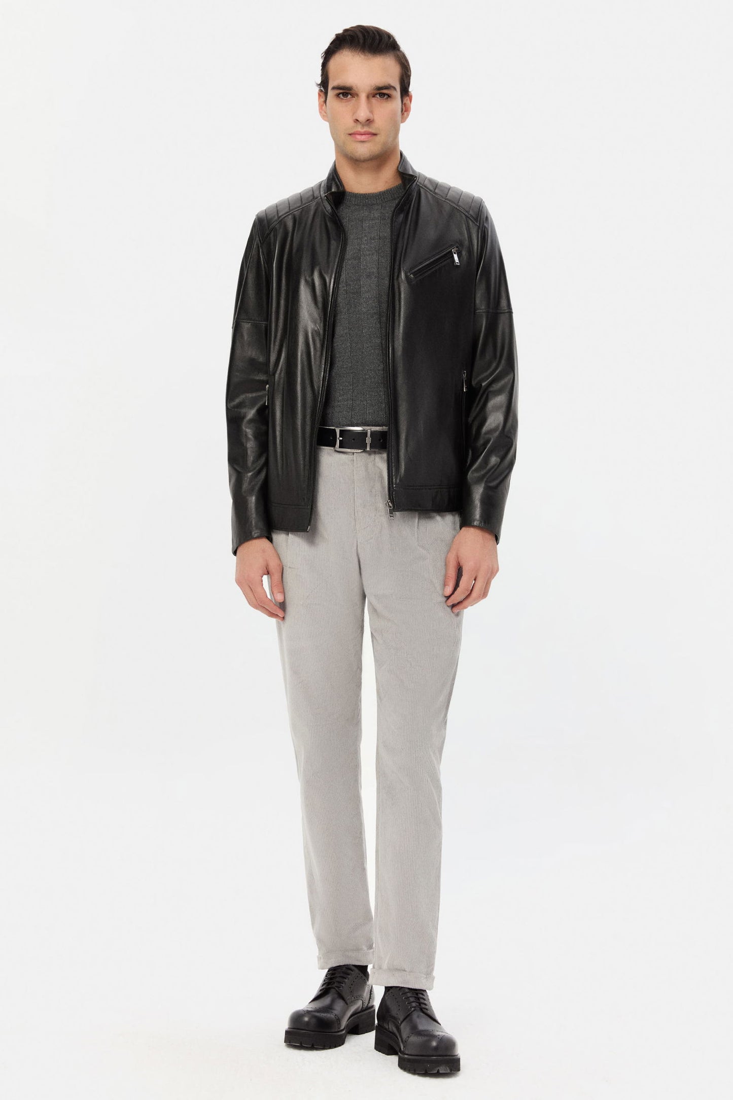 Twn Relaxed Fit Siyah Deri Mont