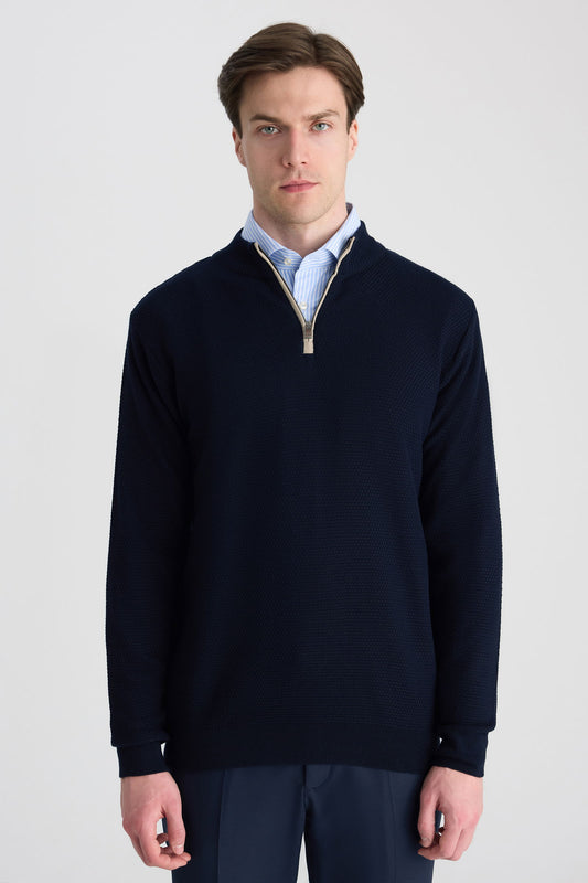 Ds Damat Regular Fit Lacivert Petek Örgü Kazak