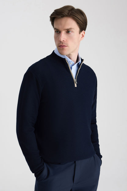 Ds Damat Regular Fit Lacivert Petek Örgü Kazak