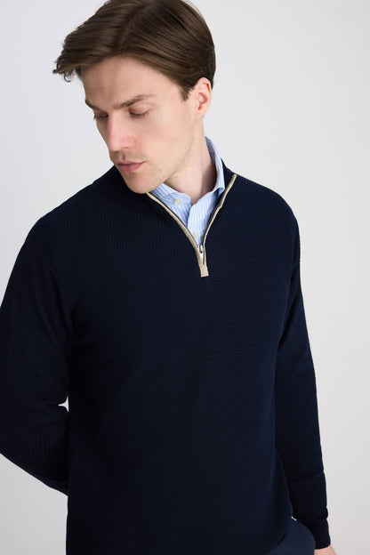 Ds Damat Regular Fit Lacivert Petek Örgü Kazak
