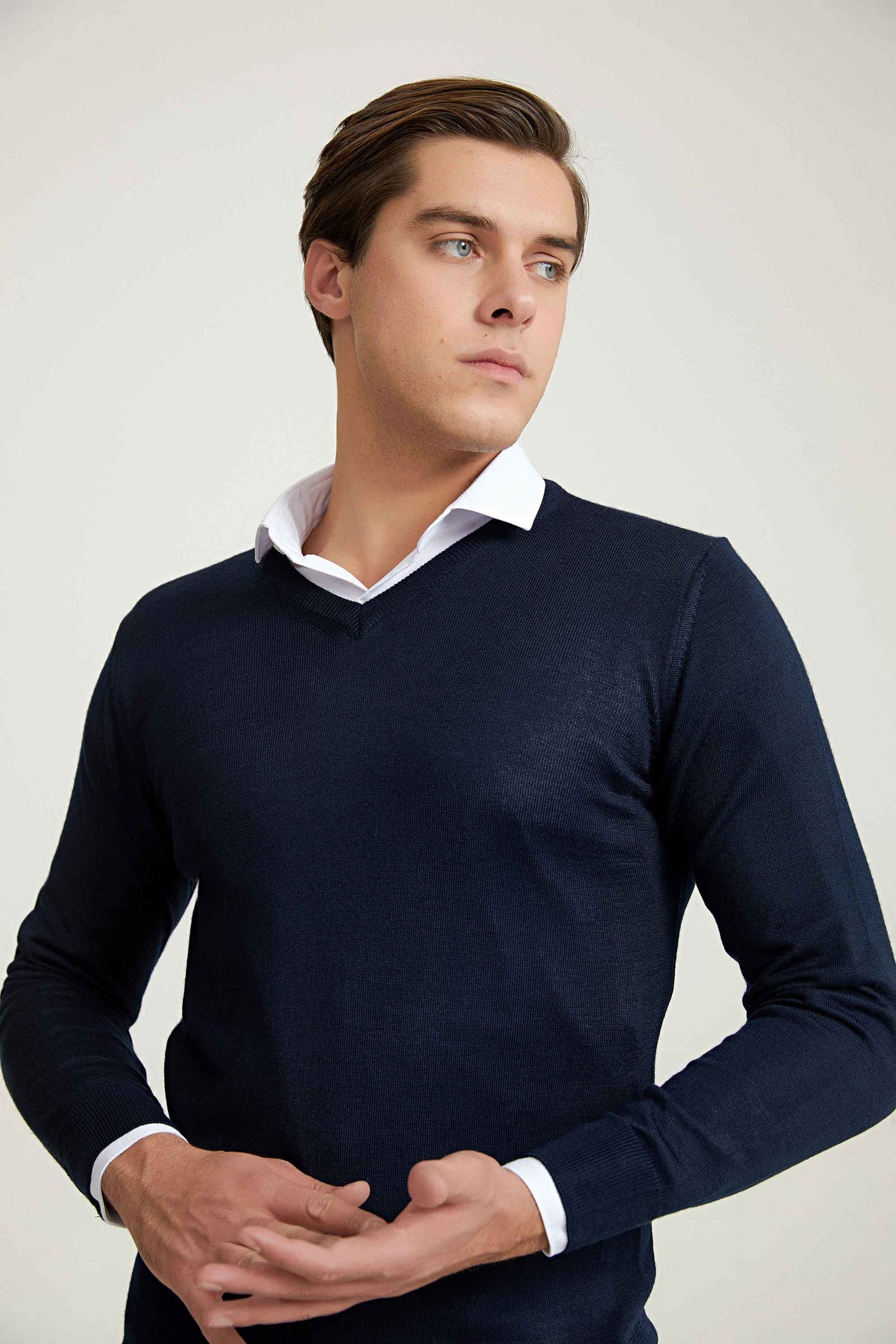 Ds Damat Regular Fit Lacivert Düz Örgü Kazak