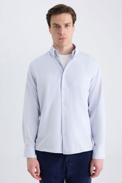 Ds Damat Slim Fit Gri Armürlü Gömlek