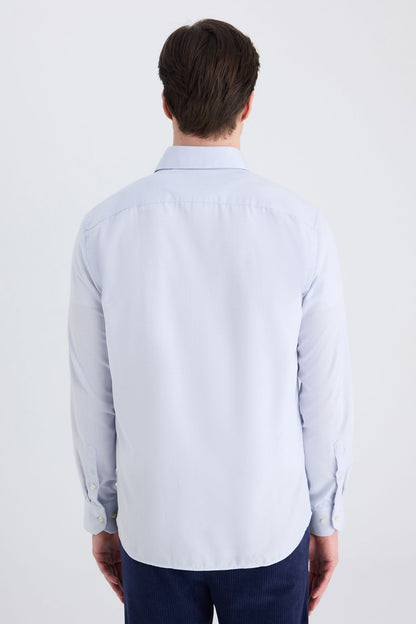 Ds Damat Slim Fit Gri Armürlü Gömlek