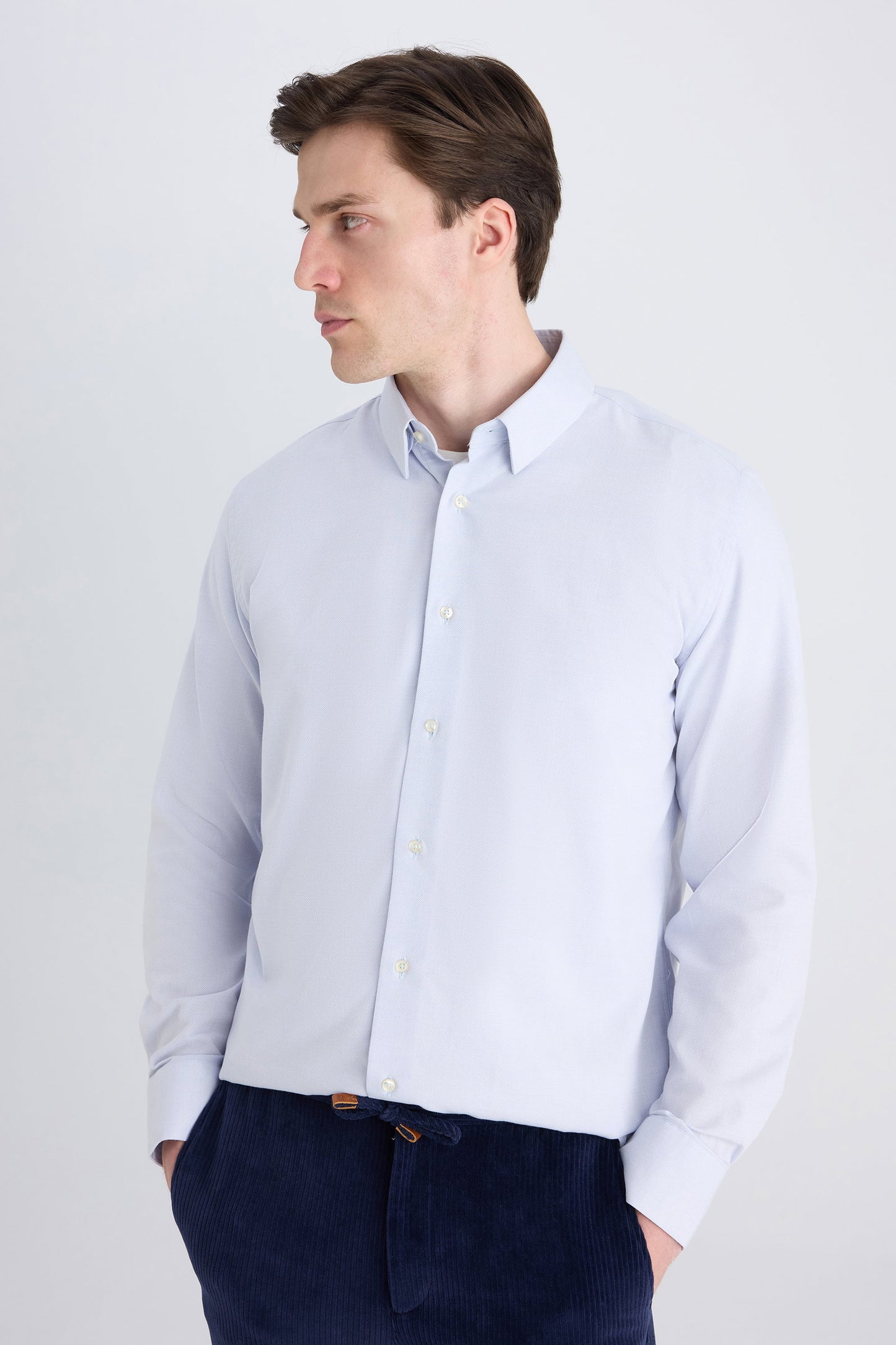 Ds Damat Slim Fit Gri Armürlü Gömlek