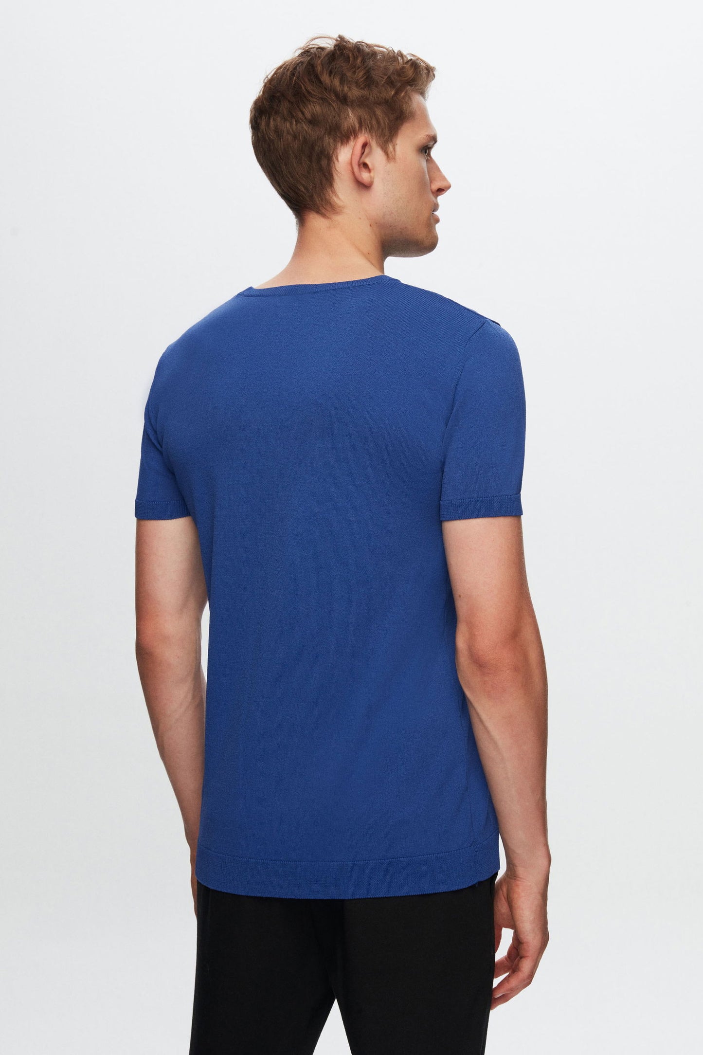 Twn Slim Fit Kobalt Düz Örgü Rayon Örme T-shirt