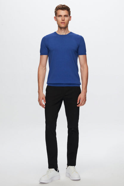 Twn Slim Fit Kobalt Düz Örgü Rayon Örme T-shirt