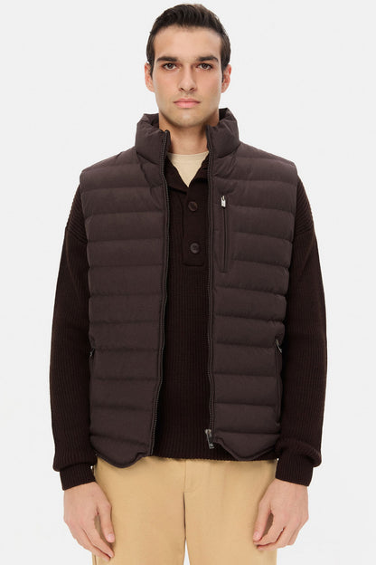 Ds Damat Regular Fit Kahverengi Düz Yelek Mont