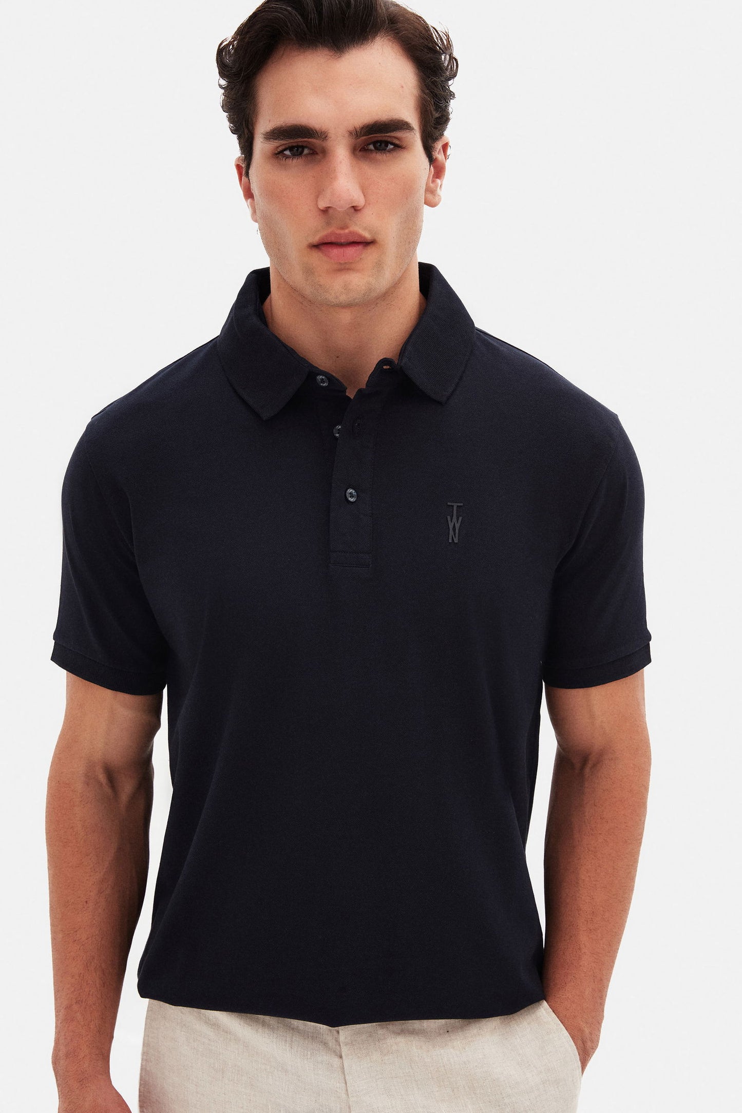 Twn Slim Fit Lacivert Pike Dokulu Polo Tişört
