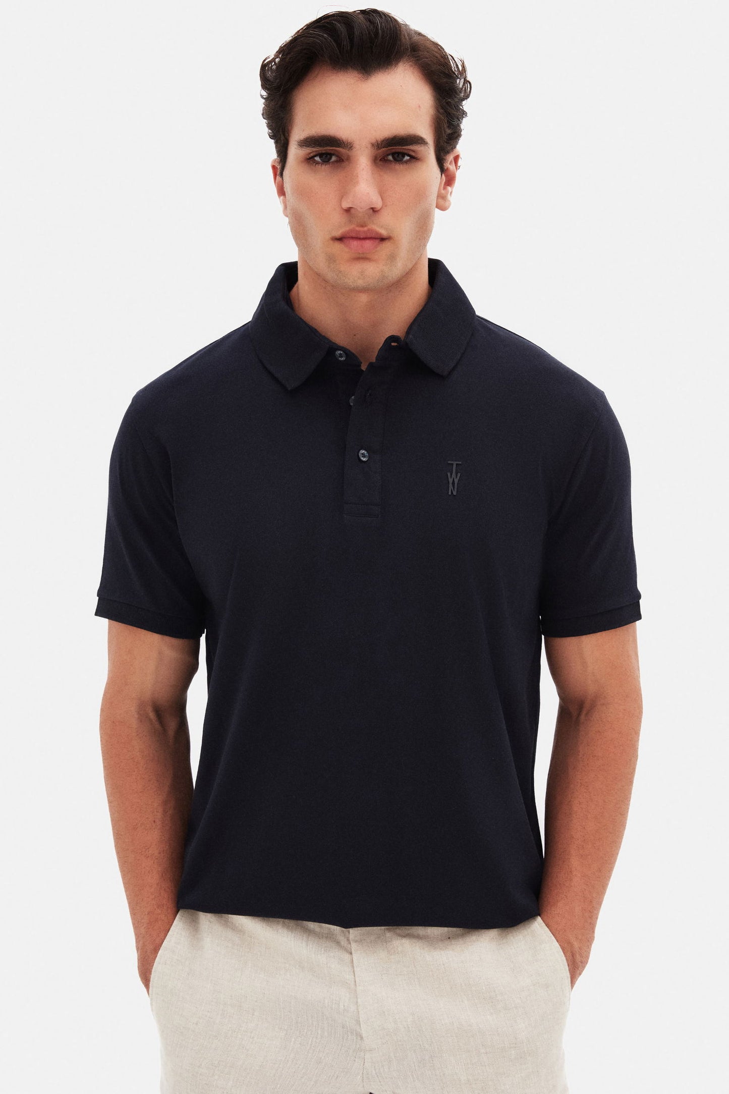Twn Slim Fit Lacivert Pike Dokulu Polo Tişört