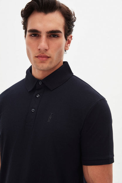 Twn Slim Fit Lacivert Pike Dokulu Polo Tişört