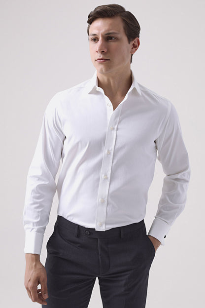 Ds Damat Regular Fit Beyaz Düz Gömlek