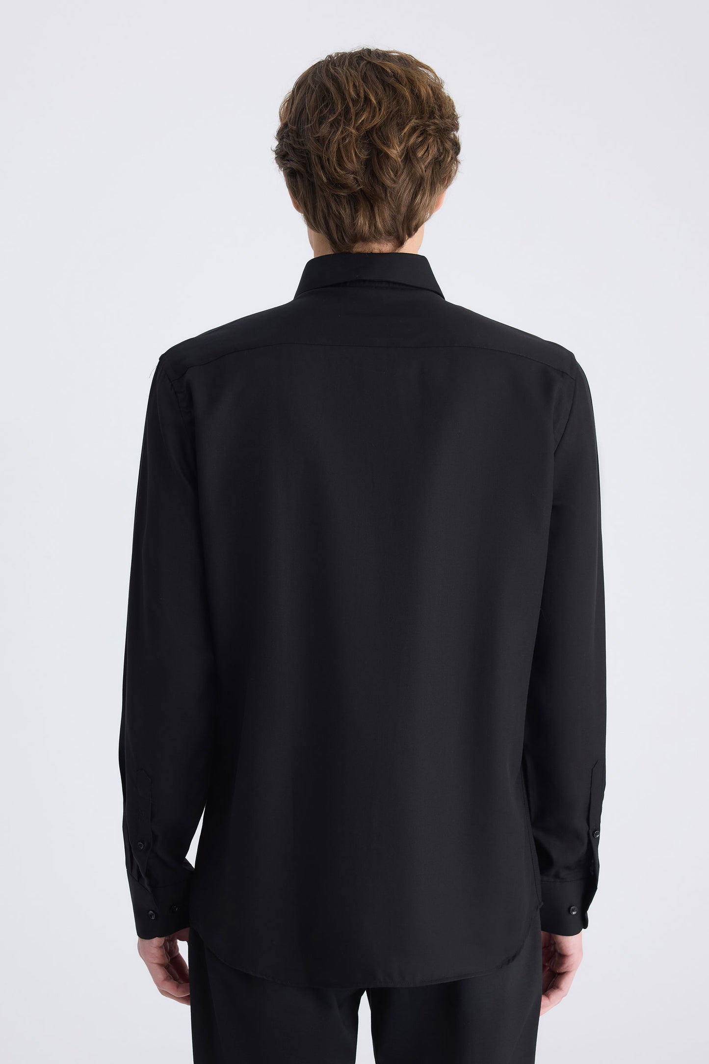 Ds Damat Slim Fit Siyah Düz Gömlek