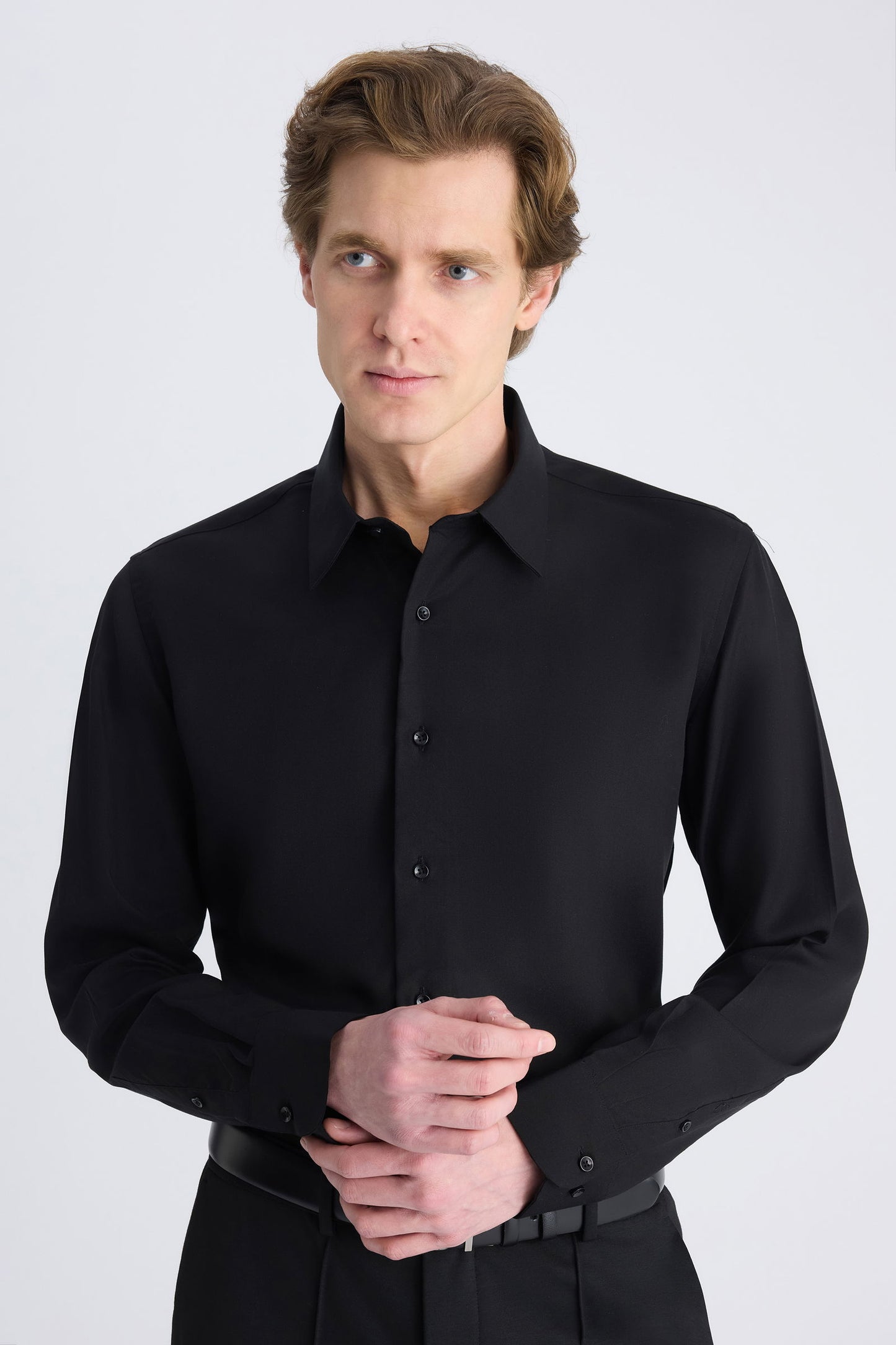 Ds Damat Slim Fit Siyah Düz Gömlek