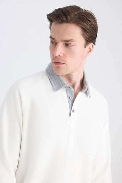 Ds Damat Regular Fit Ekru Düz Sweatshirt