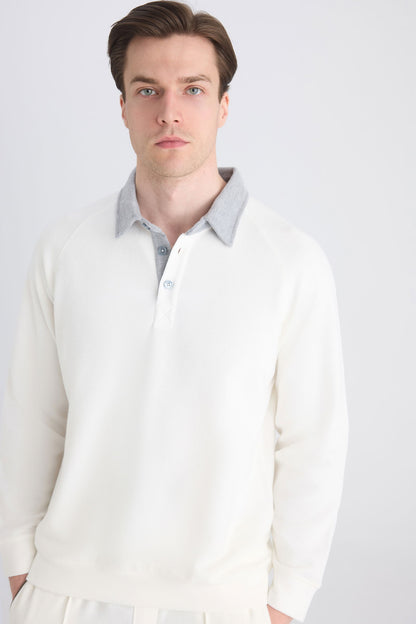 Ds Damat Regular Fit Ekru Düz Sweatshirt