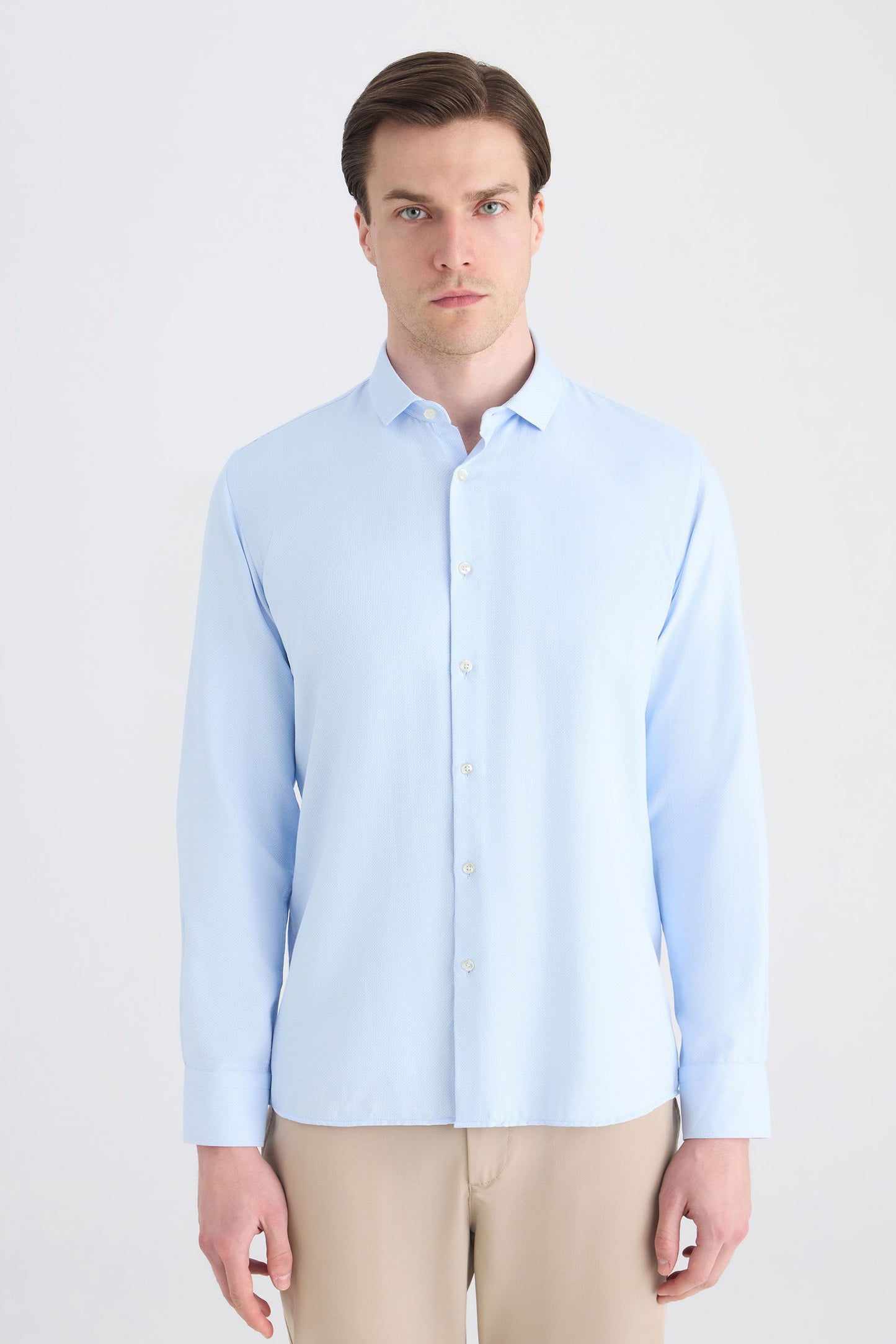 Twn Slim Fit Mavi Armürlü Gömlek