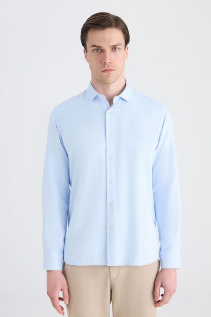 Twn Slim Fit Mavi Armürlü Gömlek