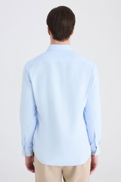 Twn Slim Fit Mavi Armürlü Gömlek