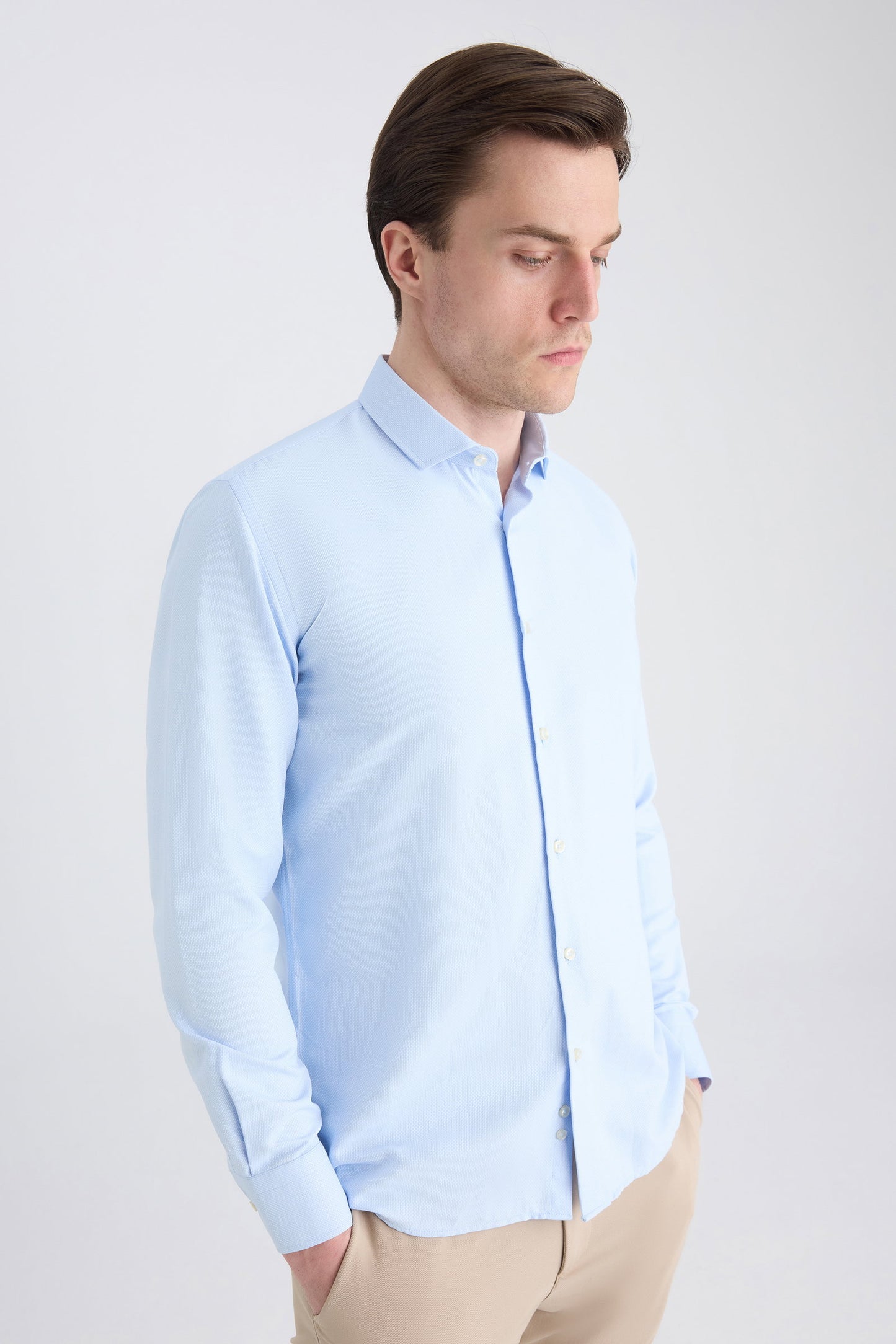 Twn Slim Fit Mavi Armürlü Gömlek