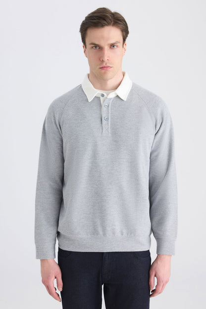 Ds Damat Regular Fit Gri Düz Sweatshirt