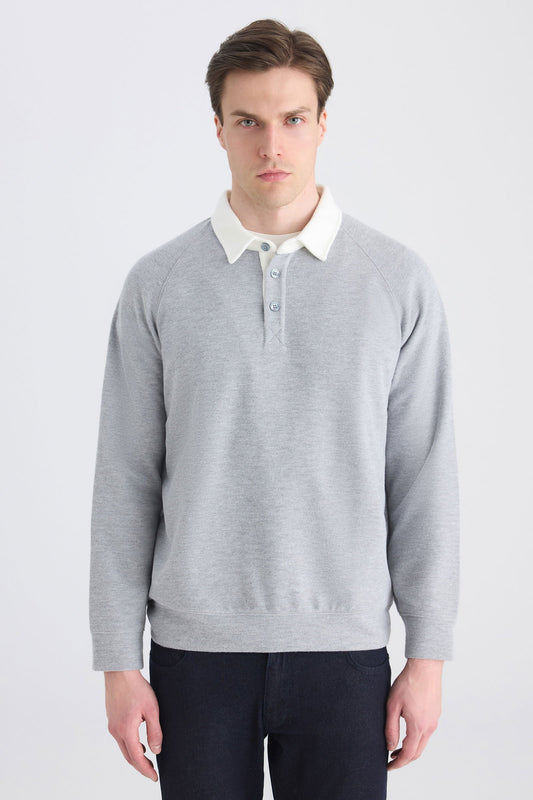 Ds Damat Regular Fit Gri Düz Sweatshirt