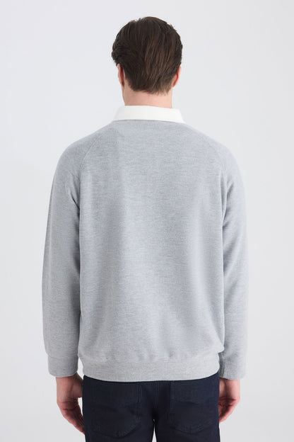 Ds Damat Regular Fit Gri Düz Sweatshirt