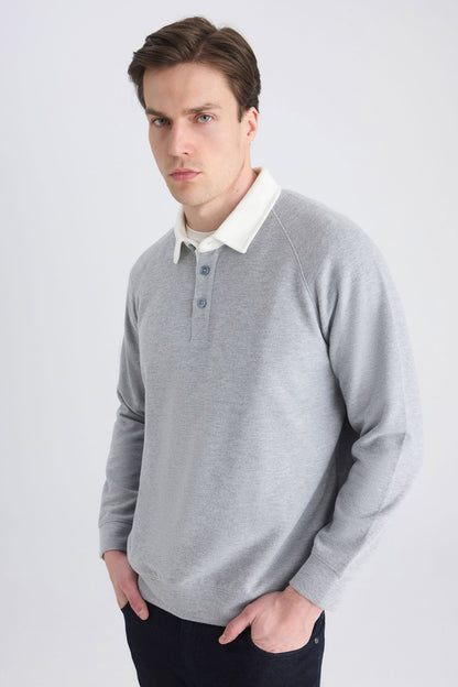 Ds Damat Regular Fit Gri Düz Sweatshirt