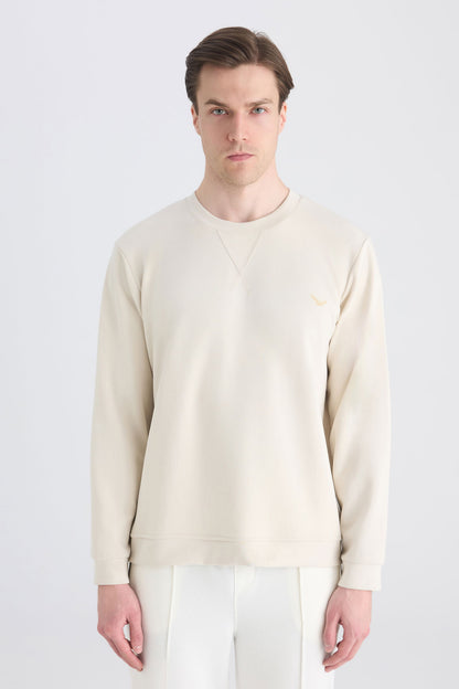 Ds Damat Regular Fit Bej Düz Sweatshirt