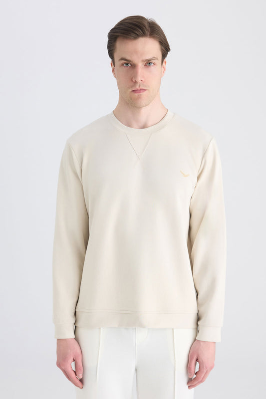 Ds Damat Regular Fit Bej Düz Sweatshirt