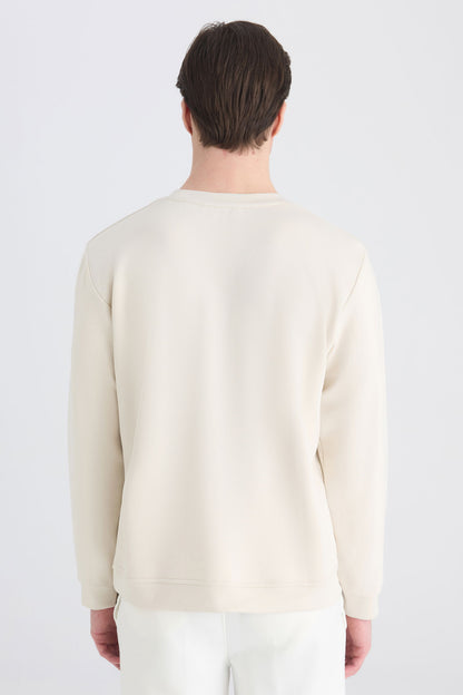 Ds Damat Regular Fit Bej Düz Sweatshirt