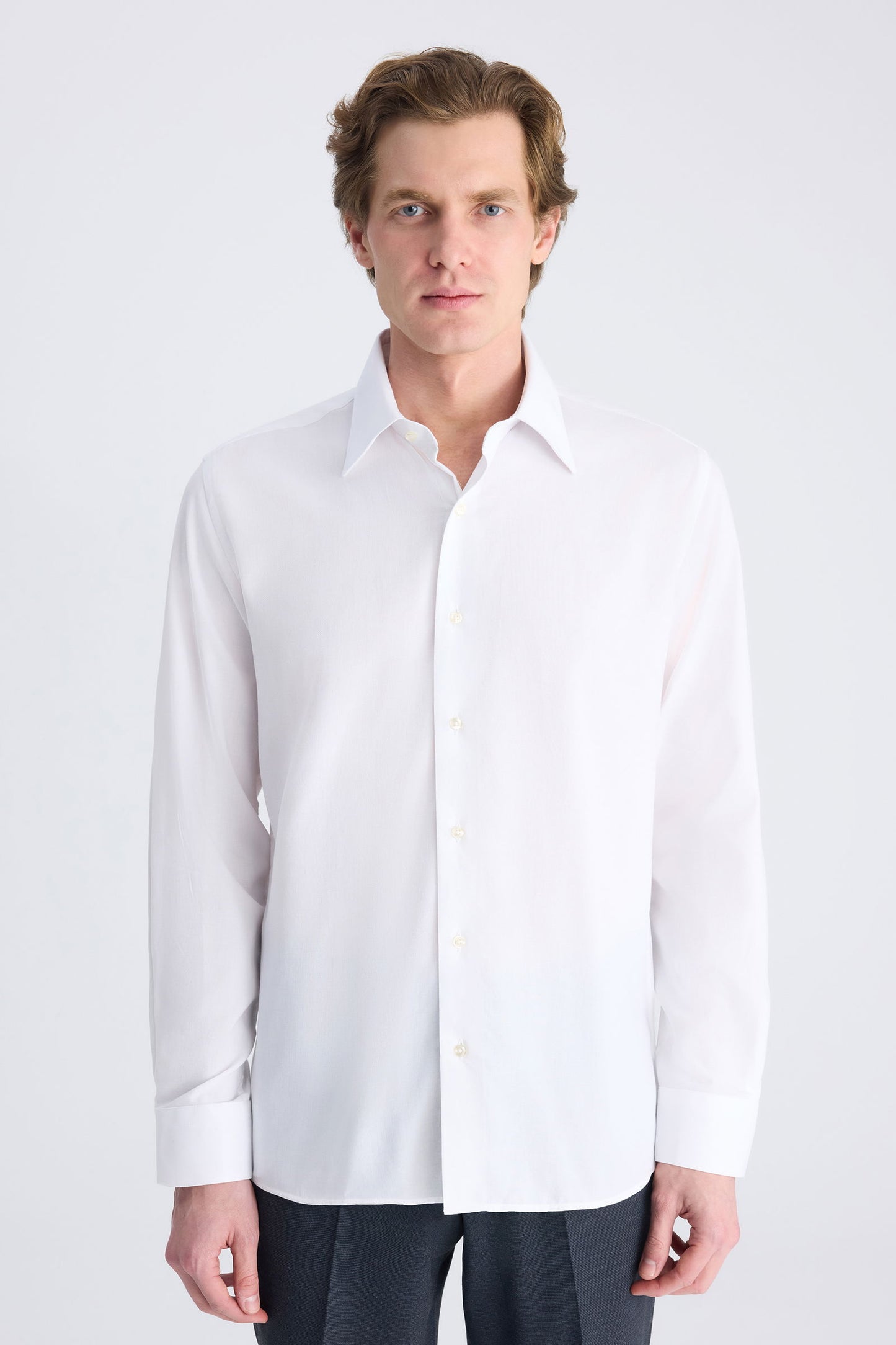 Ds Damat Slim Fit Beyaz Armürlü Gömlek