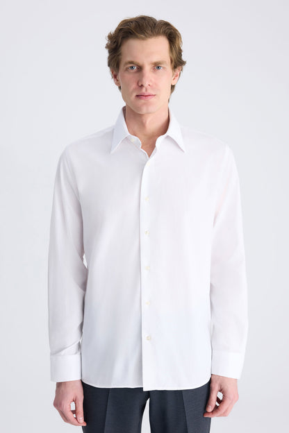 Ds Damat Slim Fit Beyaz Armürlü Gömlek