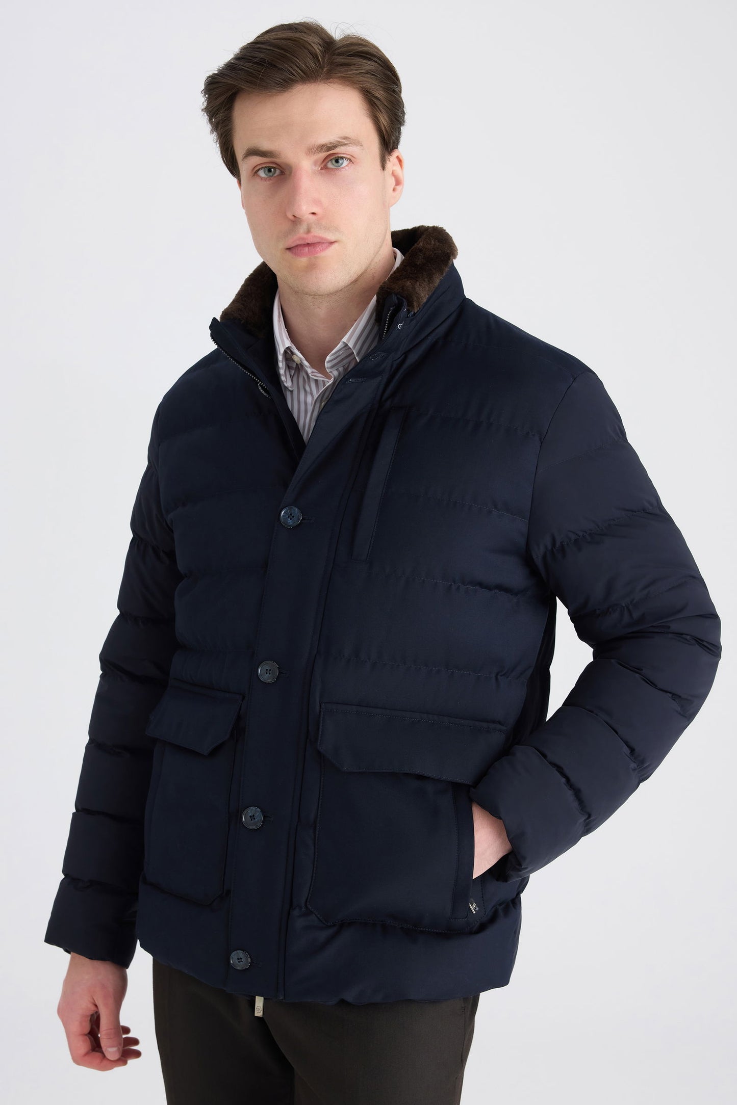 Ds Damat Regular Fit Lacivert Düz Mont