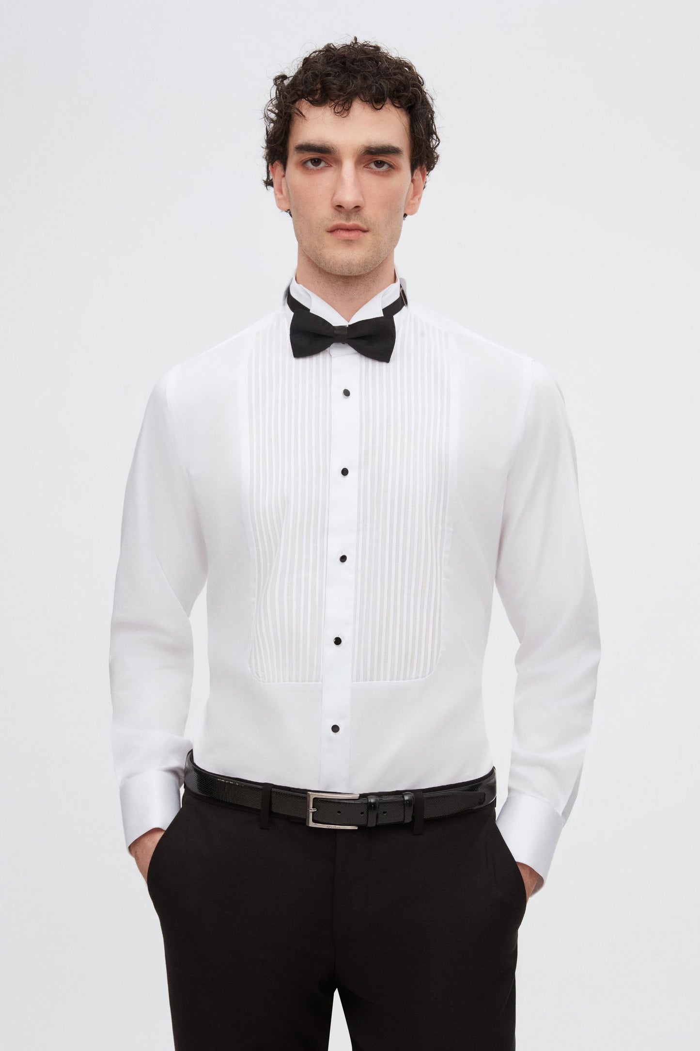 Ds Damat Slim Fit Beyaz Düz Smokin Gömlek