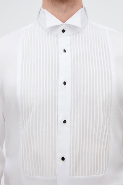 Ds Damat Slim Fit Beyaz Düz Smokin Gömlek