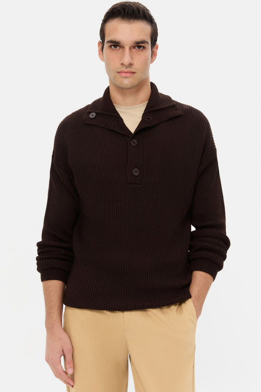 Ds Damat Regular Fit Kahverengi Selanik Örgü Kazak